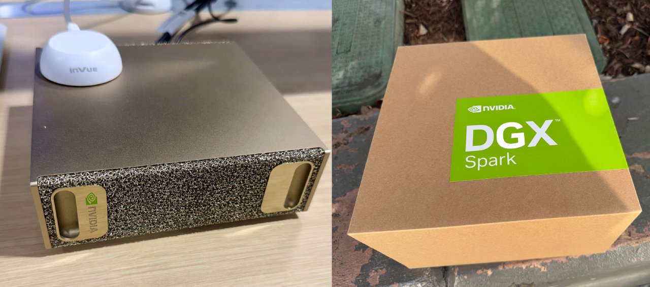 The DGX Spark on display at Micro Center, and the box on its way home with me when I purchased it!