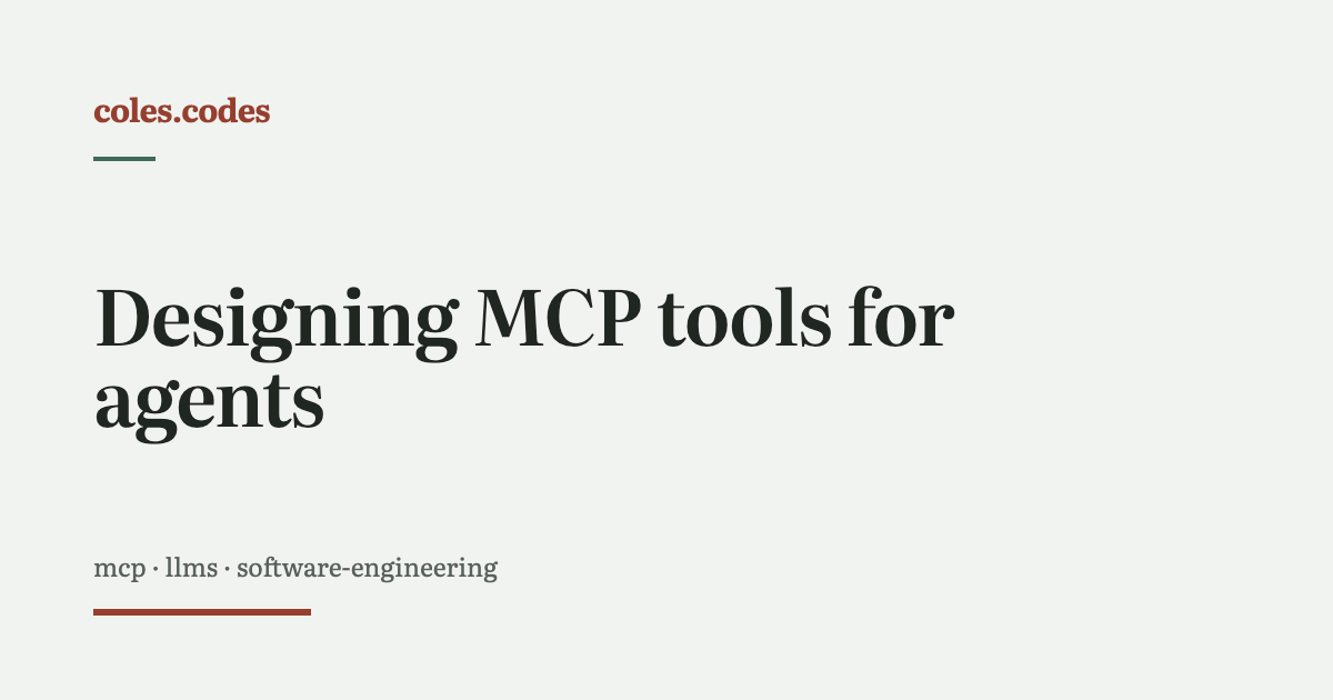 Designing MCP tools for agents
